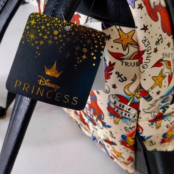 NWT!! LOUNGEFLY x Disney Ariel Little Mermaid Tattoo Mini Backpack AOP Princess - Picture 11 of 13
